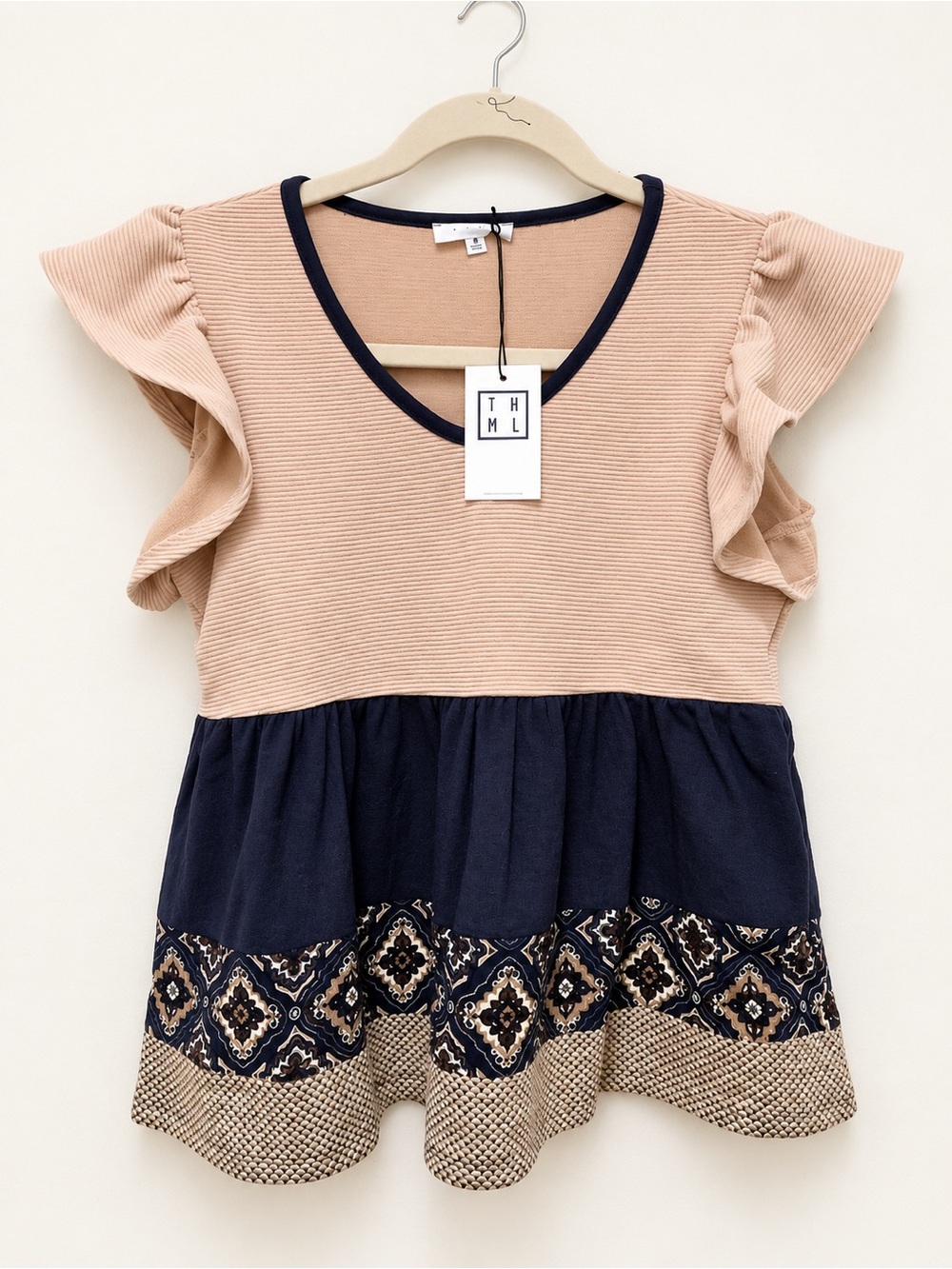 Woman’s  Ruffle Sleeve Peplum Top